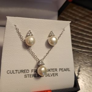 Pearl Necklace and Earring Set
